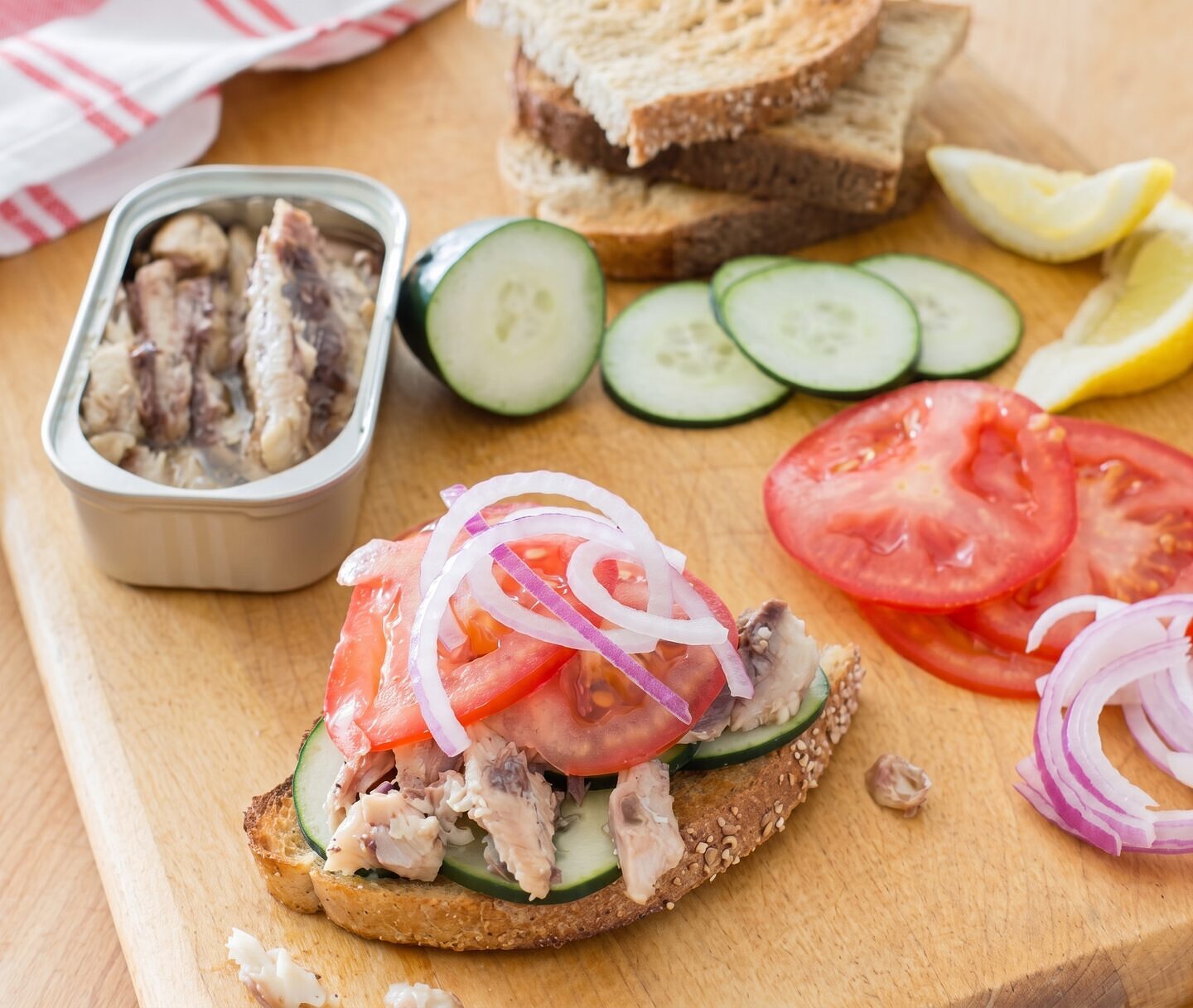 Sardine, Cucumber, and Tomato Sandwich