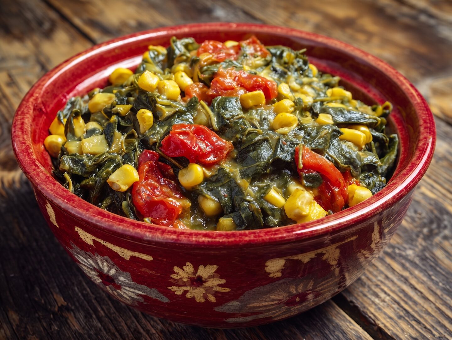 Spinach, Tomatoes, and Corn