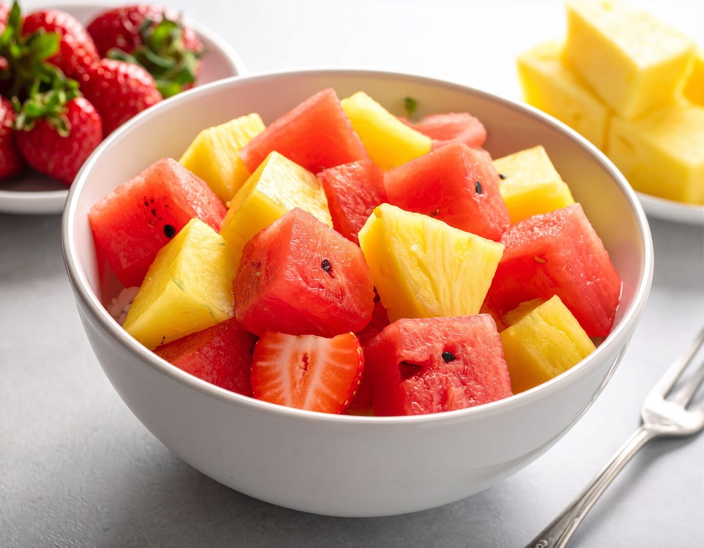Strawberries, Watermelon, and Pineapple Salad