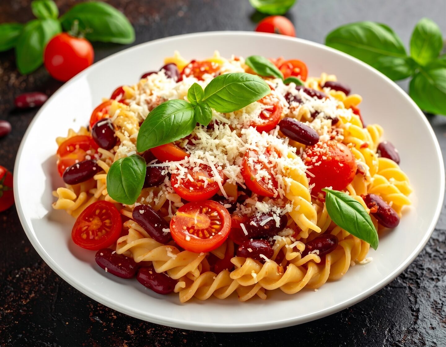 Tomato Basil and Bean Pasta Salad