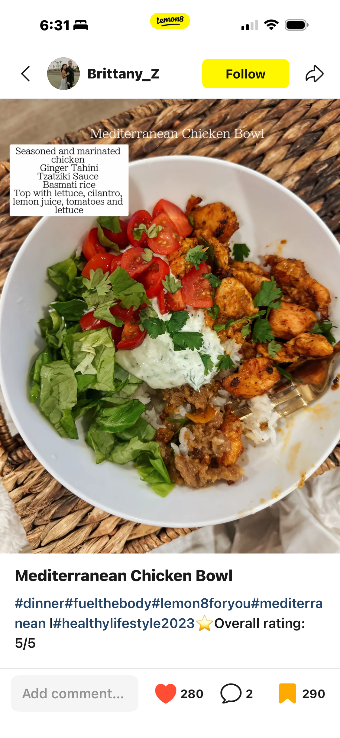 Griechisches Hühnchen-Bowl mit Ginger-Tahini