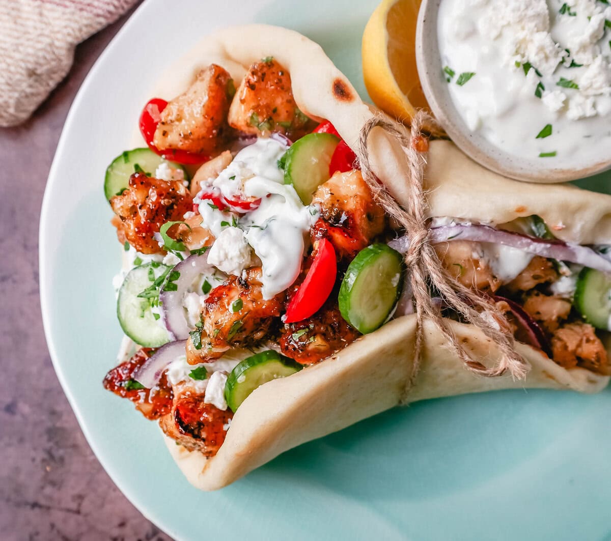 Greek Chicken Gyros with Tzatziki Sauce
