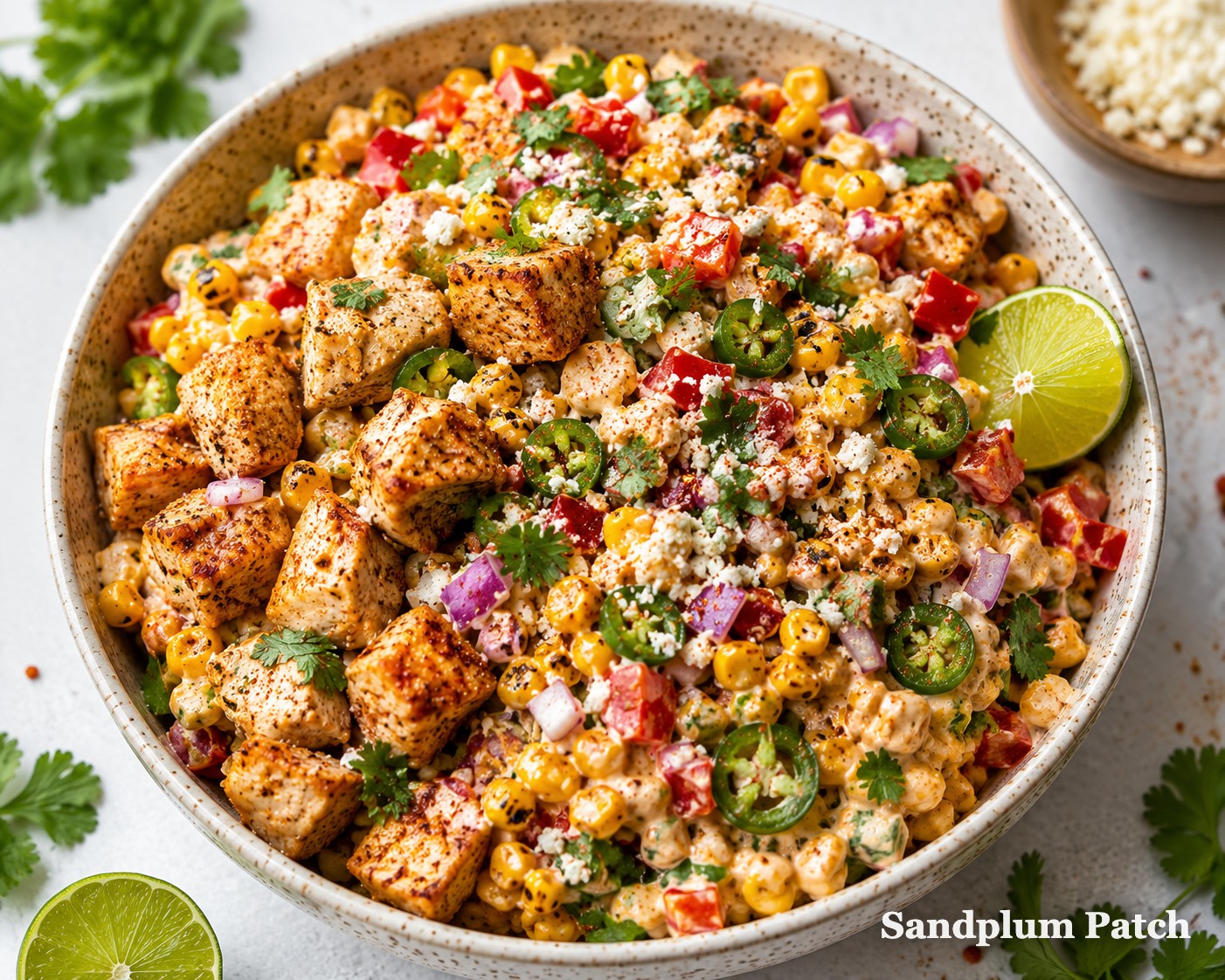 High-Protein Chicken, Corn & Elote-Style Salad Bowls