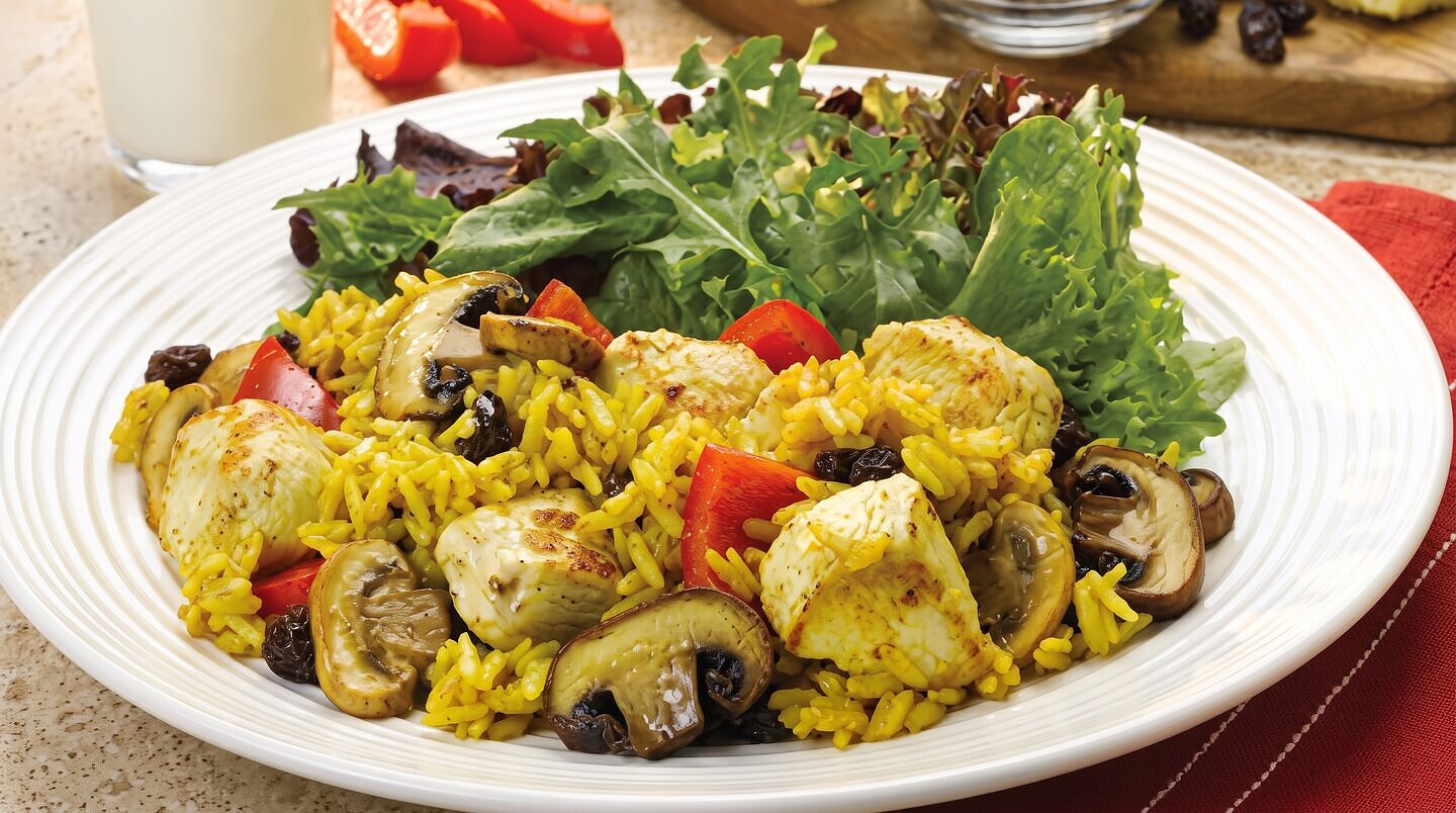 Curried Chicken with Raisins and Mushrooms
