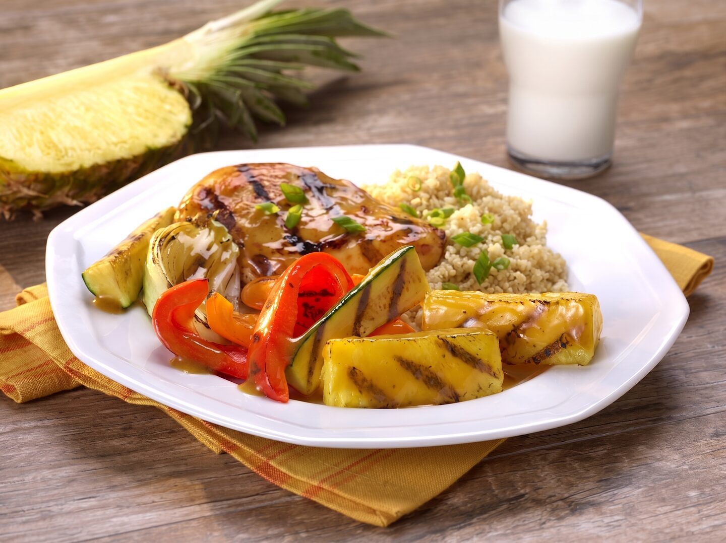 Grilled Pineapple Ginger Glazed Chicken with Zucchini and Peppers