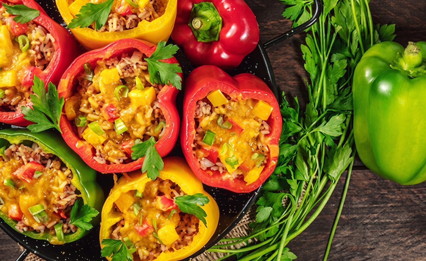 Peppers Stuffed with Rice and Beans