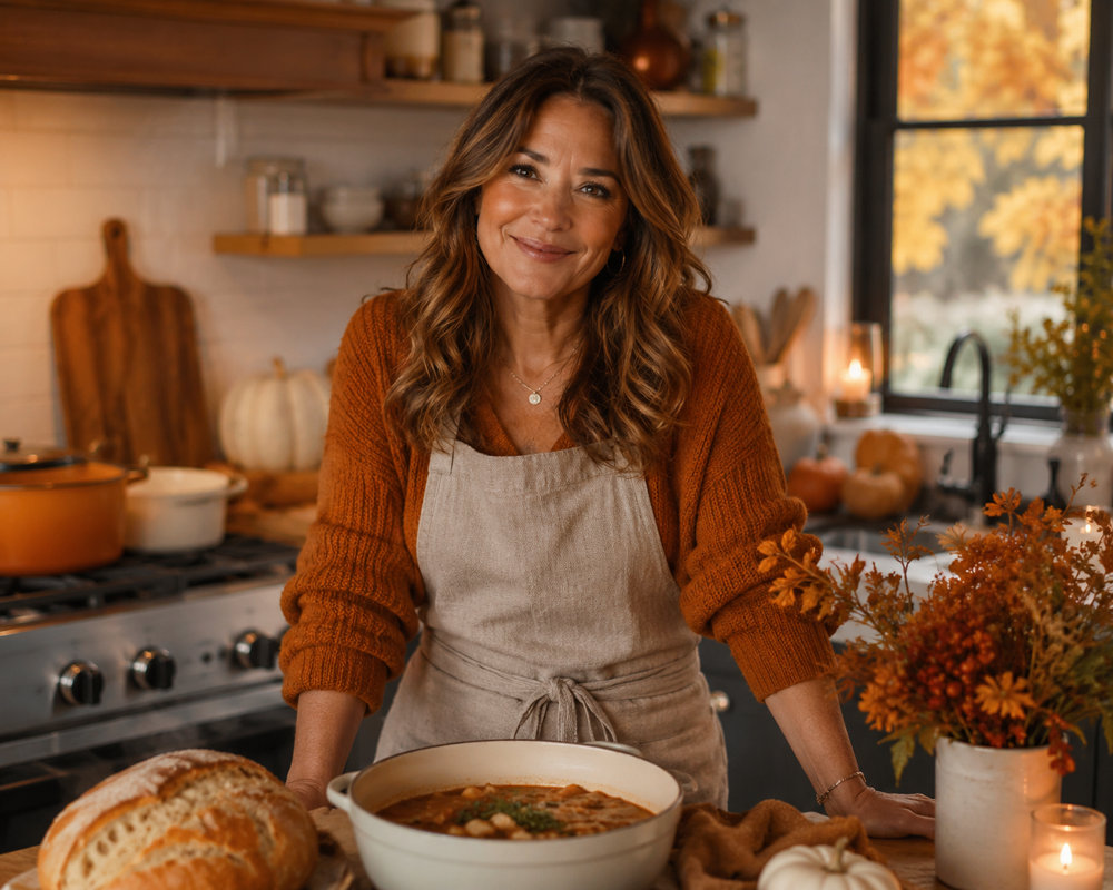 Ava Bennett baking in her kitchen